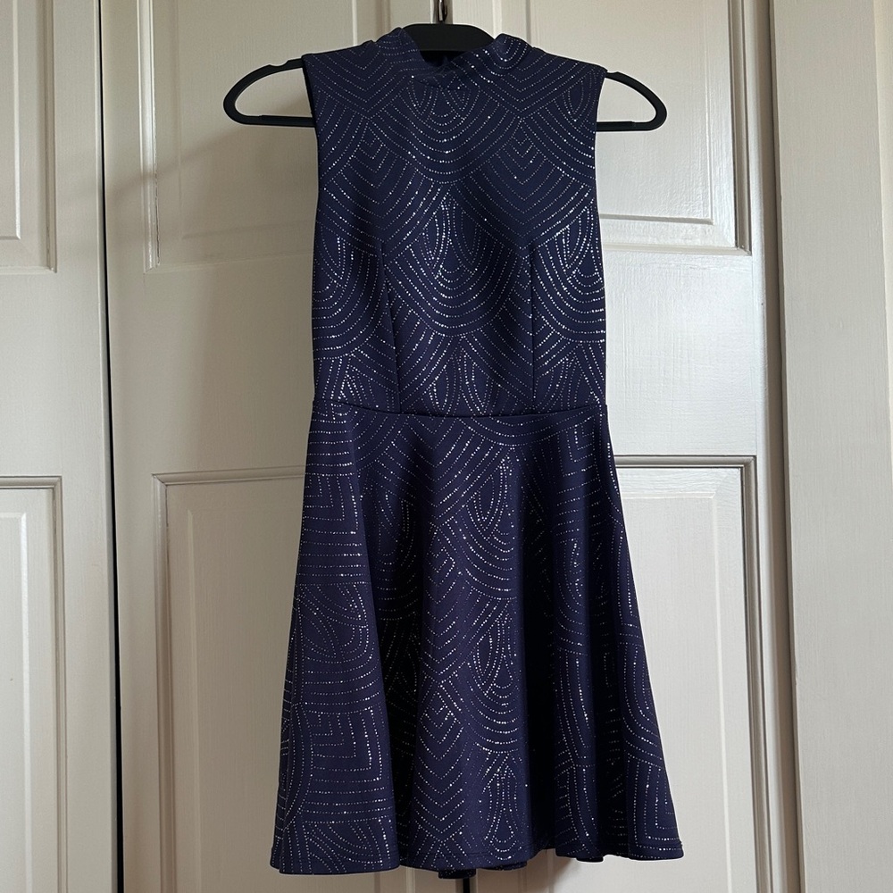 City Studio Navy Dress with Silver Accents